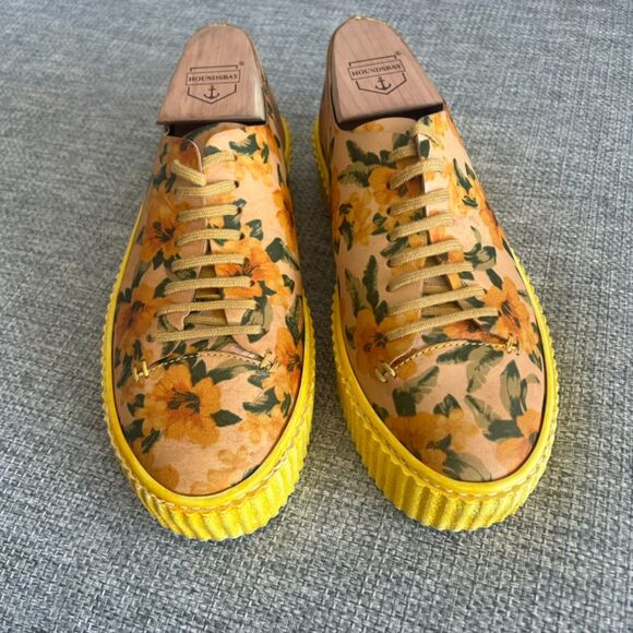 EUC PF16 Yellow Floral Platform Sneakers Size 6 Boho Grunge Creepers Chunky Sole - Picture 3 of 9